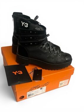 Y-3 YOHJI YAMAMOTO Hike Starr ll Black Lace-Up High-Top comes with Box Lace 10